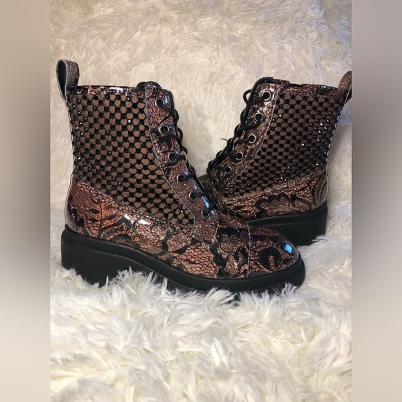 Steve Madden Brown and Black Studded Combat Boots - Picture 12 of 16